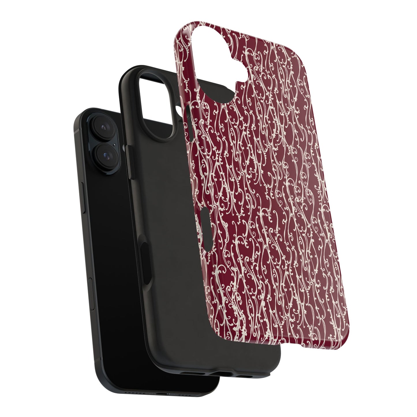 Swan Scroll Red / White Phone Case