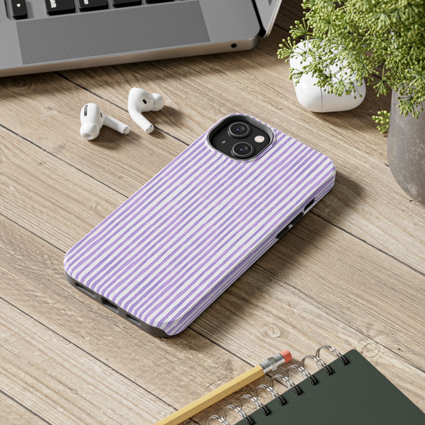 Candy Stripe White / Lilac Phone Case
