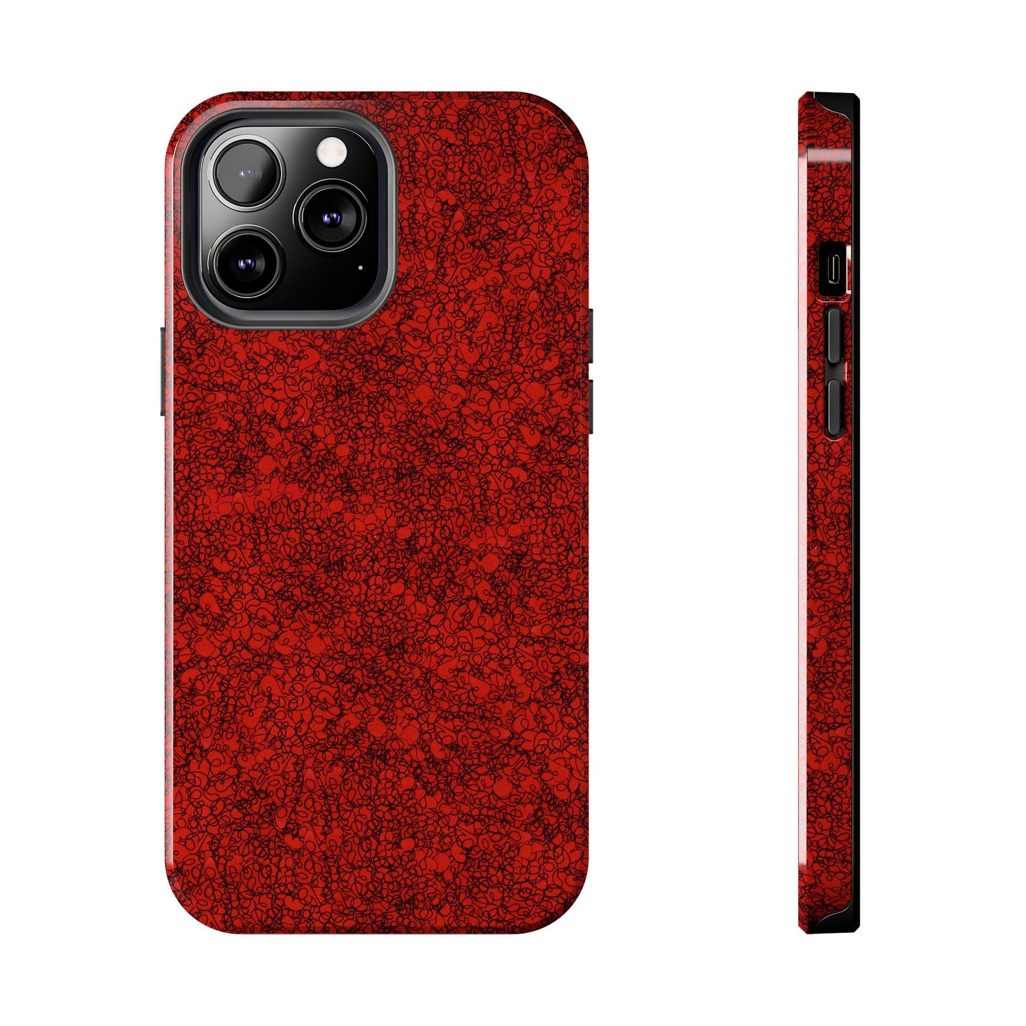 Scribble Red / Black Phone Case
