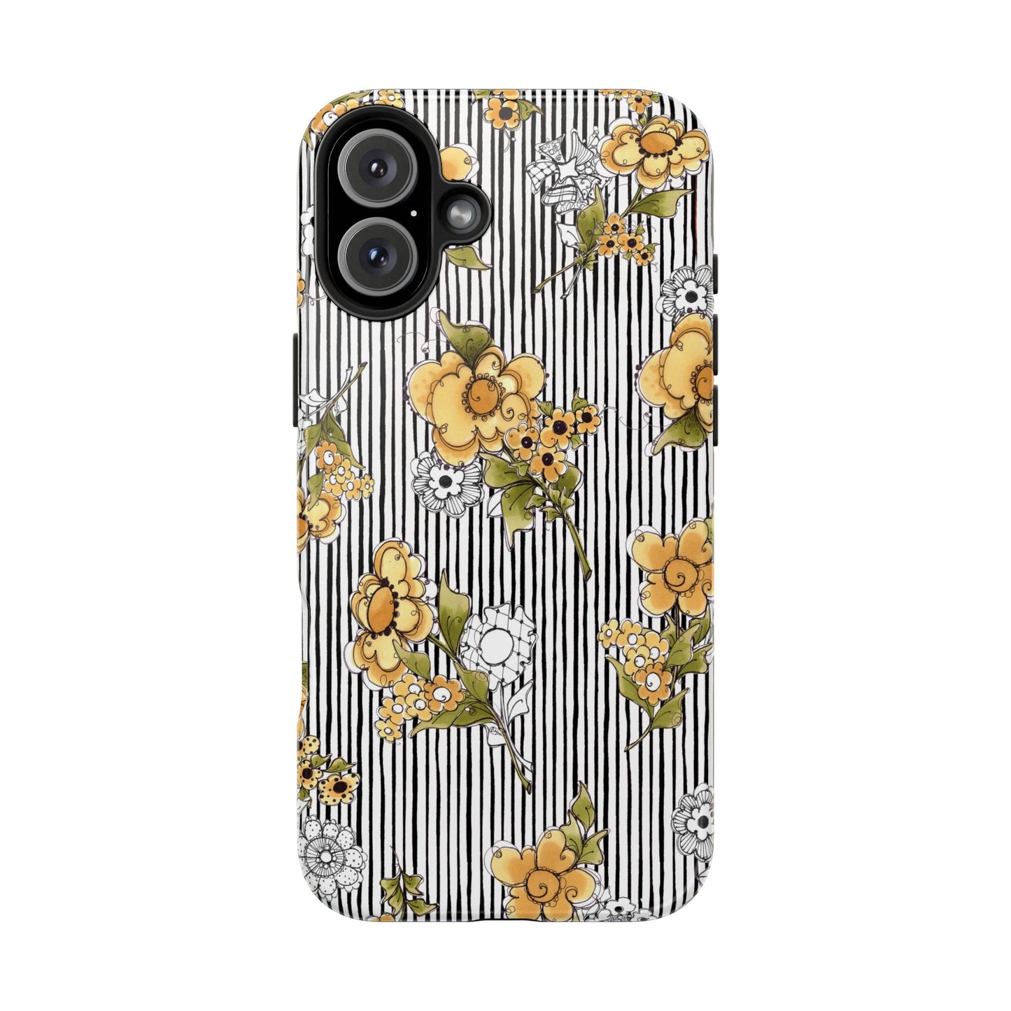 Bee Floral White / Black Phone Case