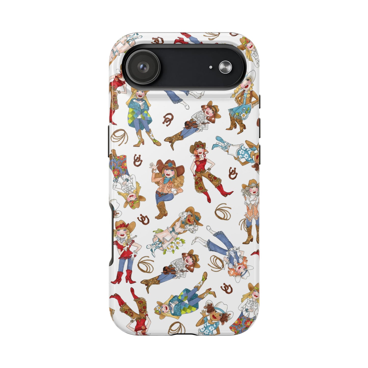 Tossed Cowgirls White Phone Case