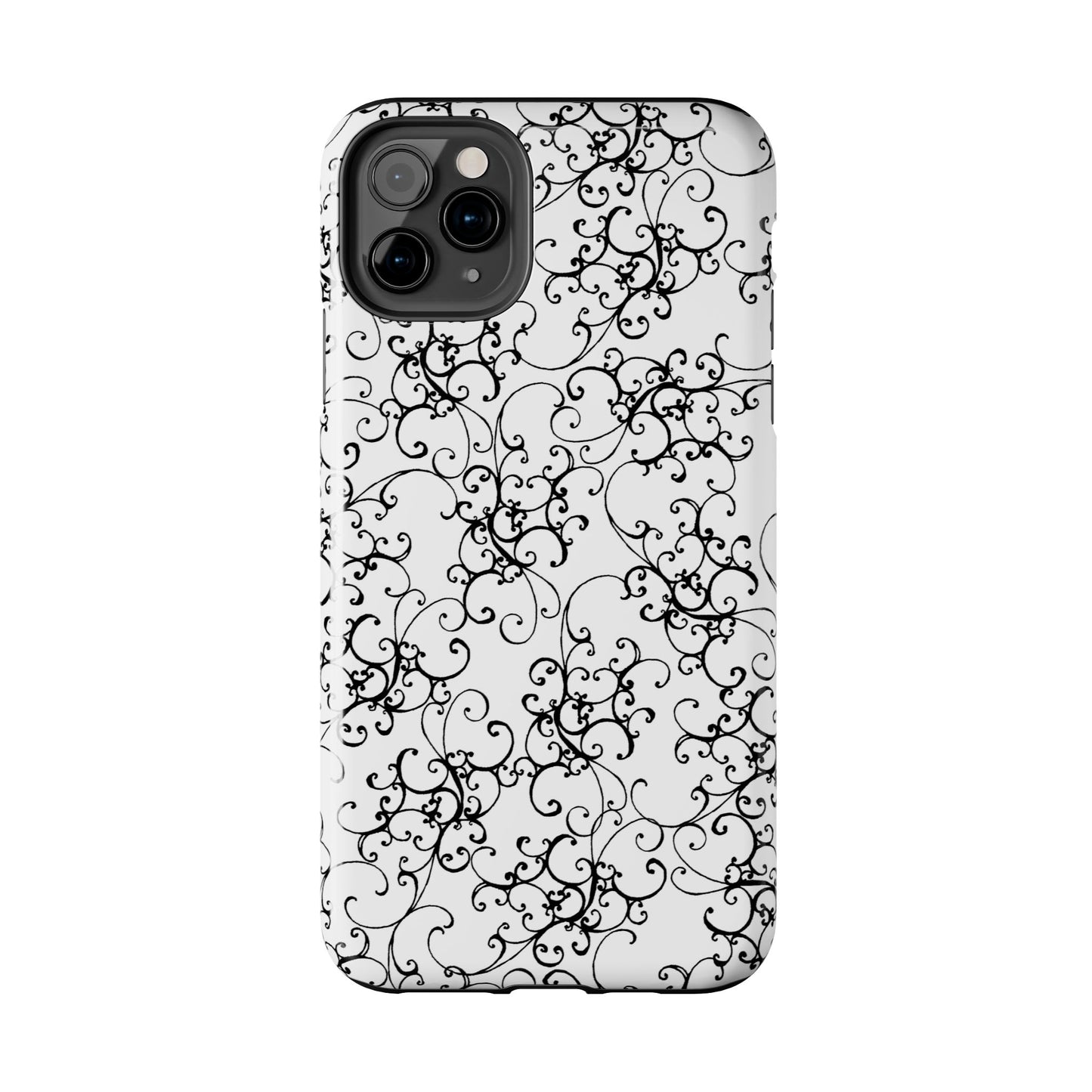Elegant Scroll White / Black Phone Case