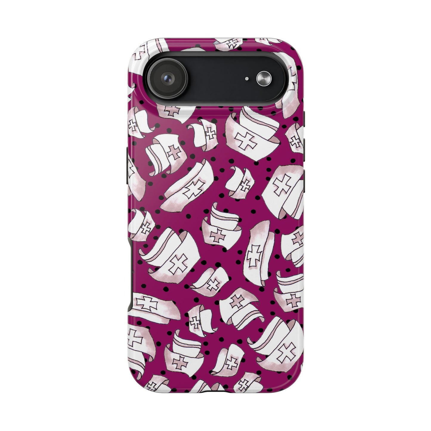 Med Hats Burgundy / Black Phone Case