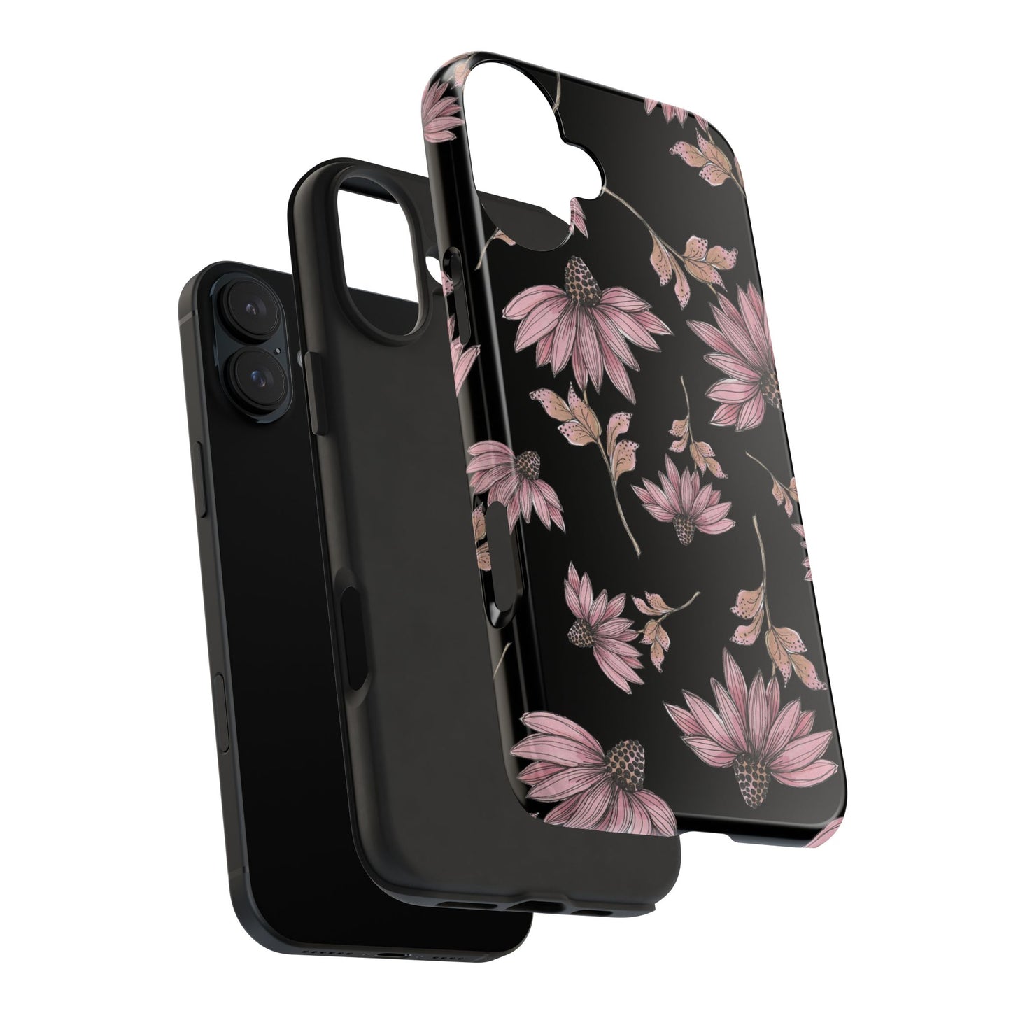 Wild Cone Flowers Black Phone Case