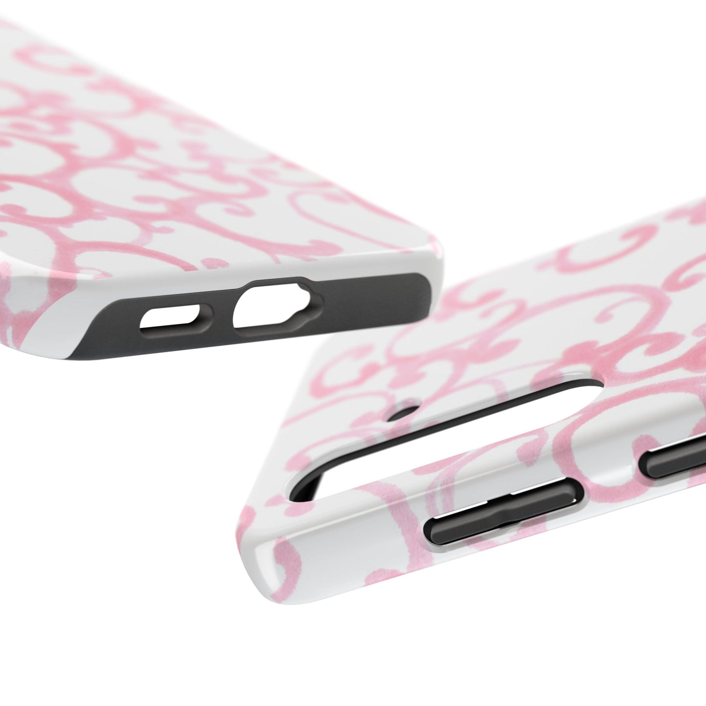 Scrollie White / Pink Phone Case