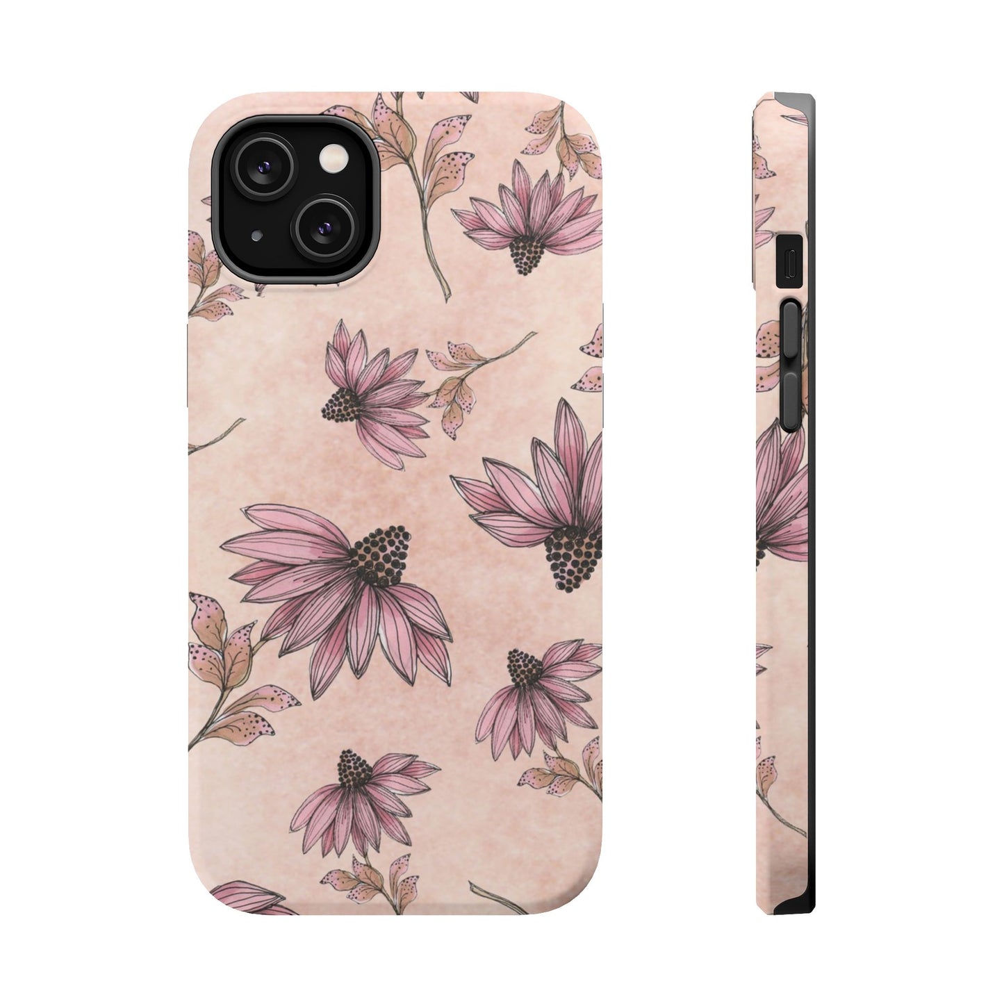 Wild Cone Flowers Pink Marble Phone Case