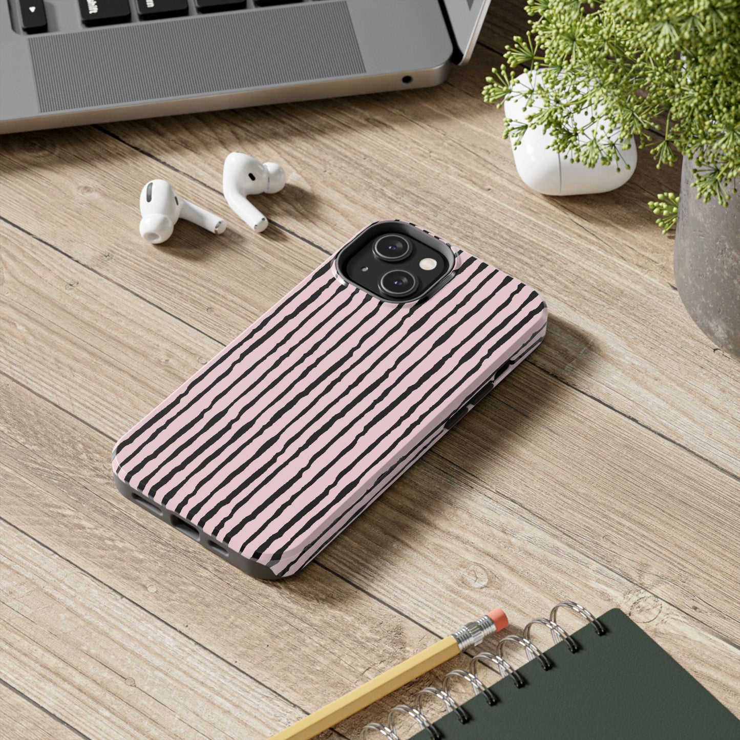 Sorta Stripe Light Pink / Black Phone Case