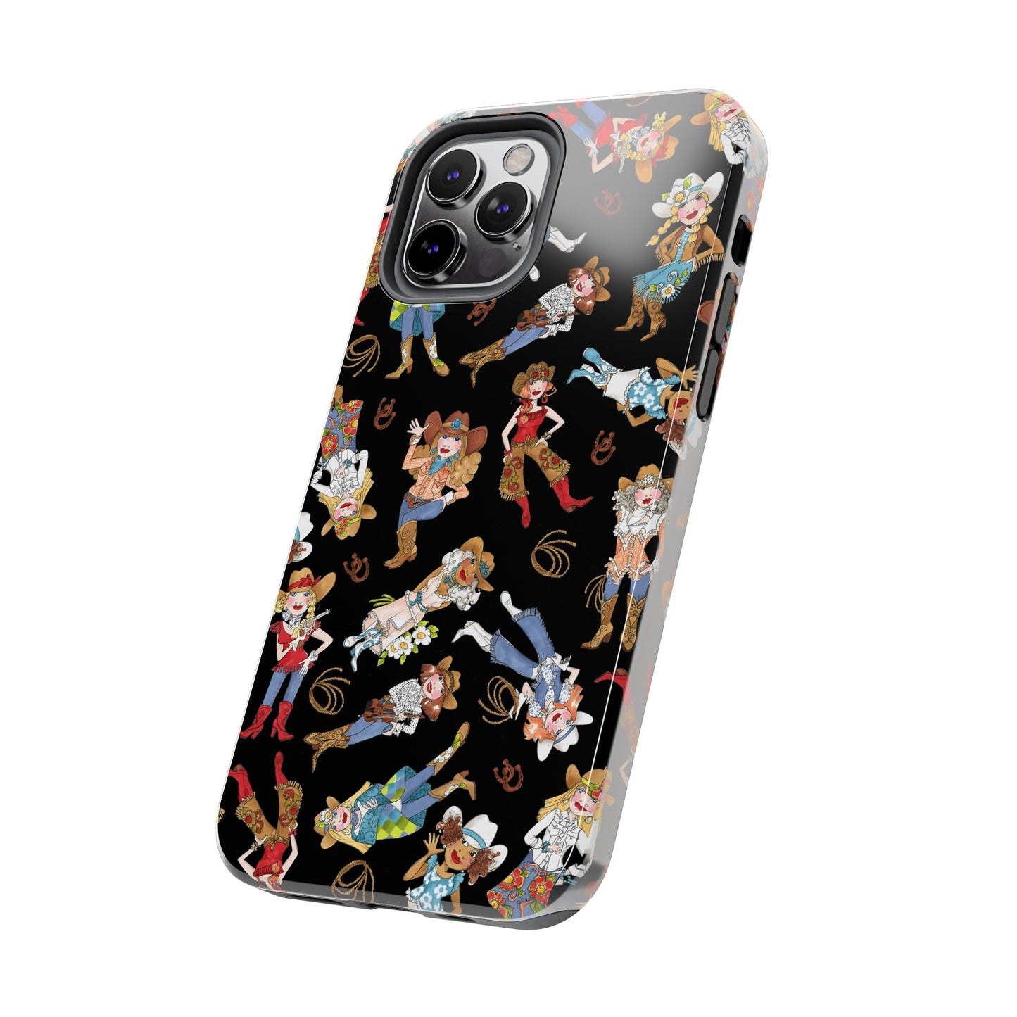 Tossed Cowgirls Black Phone Case