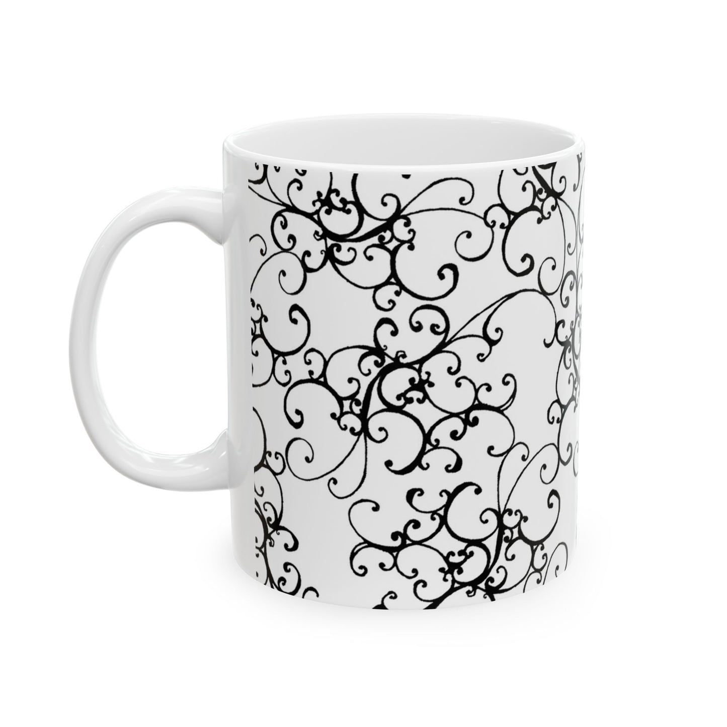 Elegant Scroll White / Black Cup