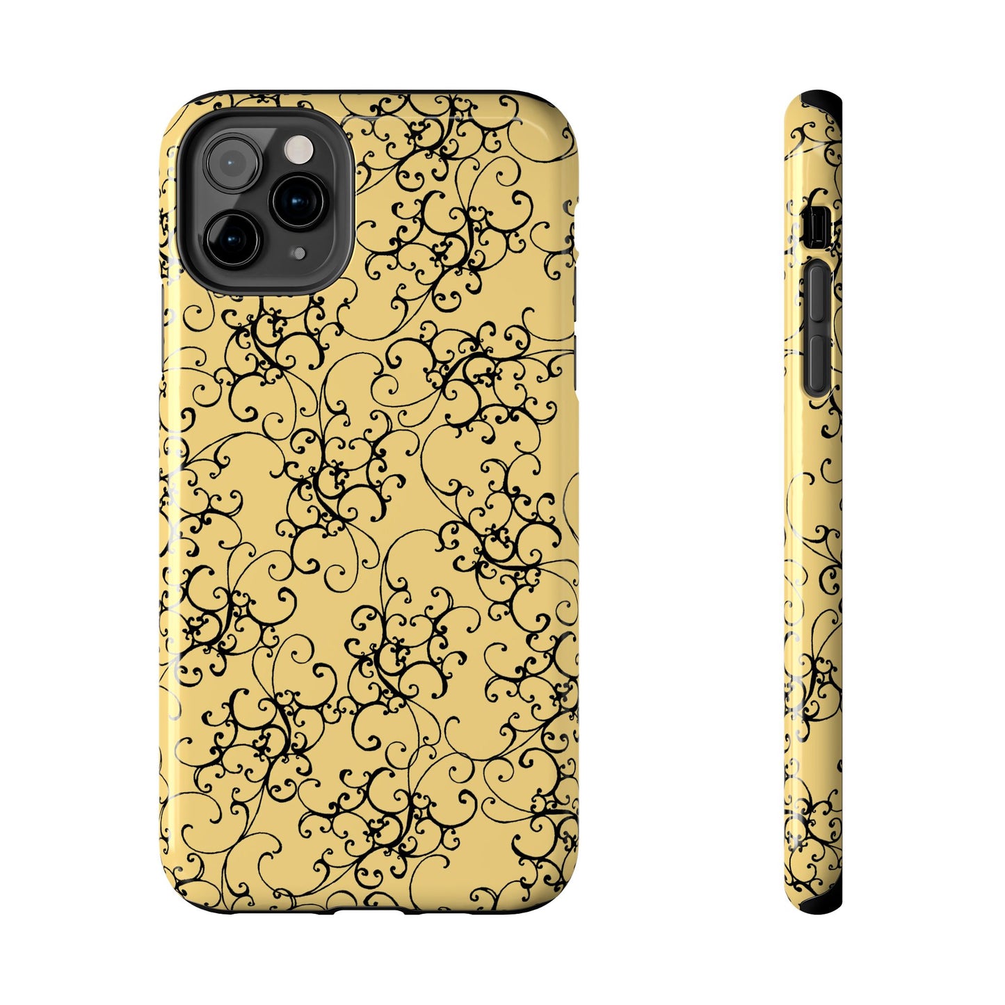 Elegant Scroll Yellow / Black Phone Case