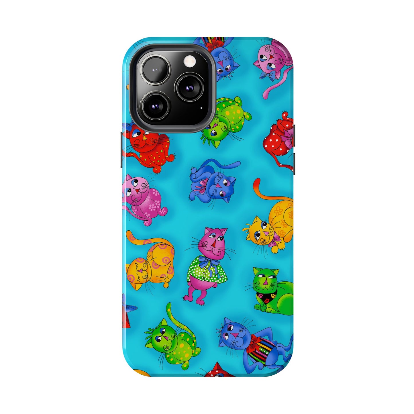 Tossed Cool Cats Turquoise Phone Case
