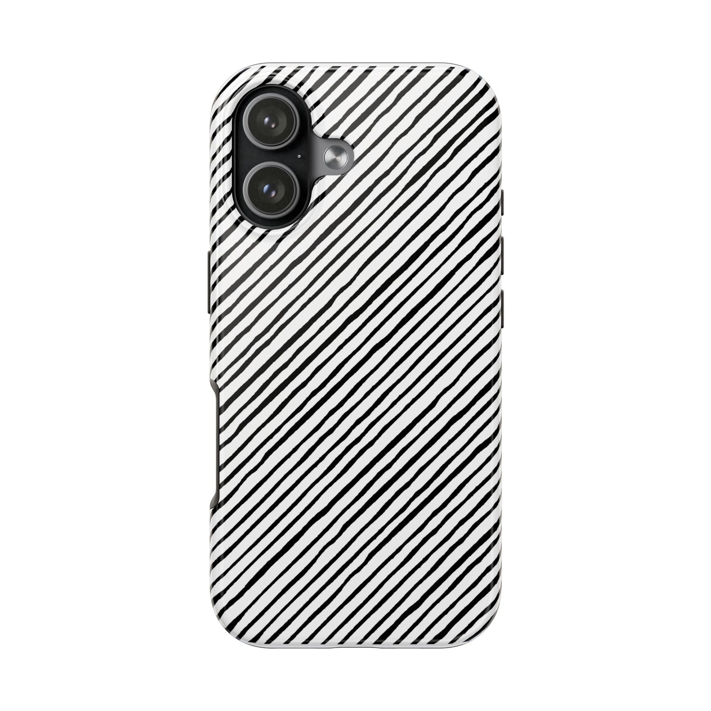Quirky Bias Stripe White / Black Phone Case