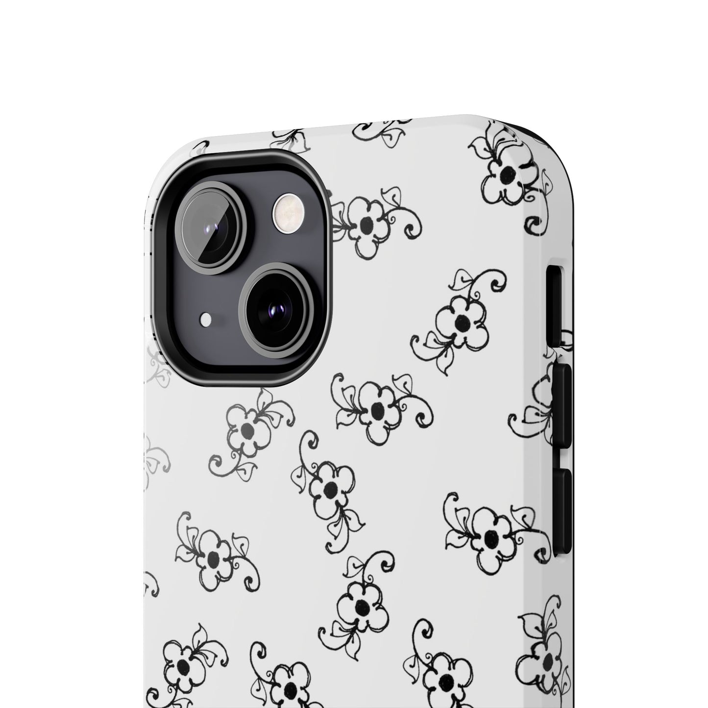 Daisy Scroll White / Black Phone Case