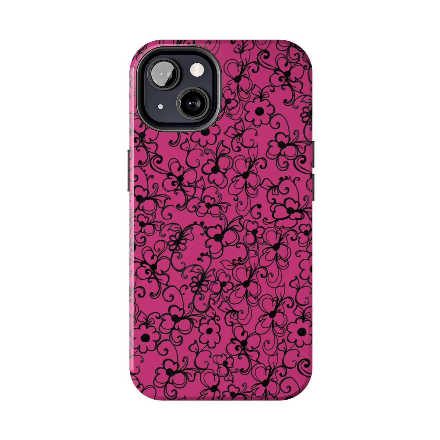Daisy Jungle Pink / Black Phone Case