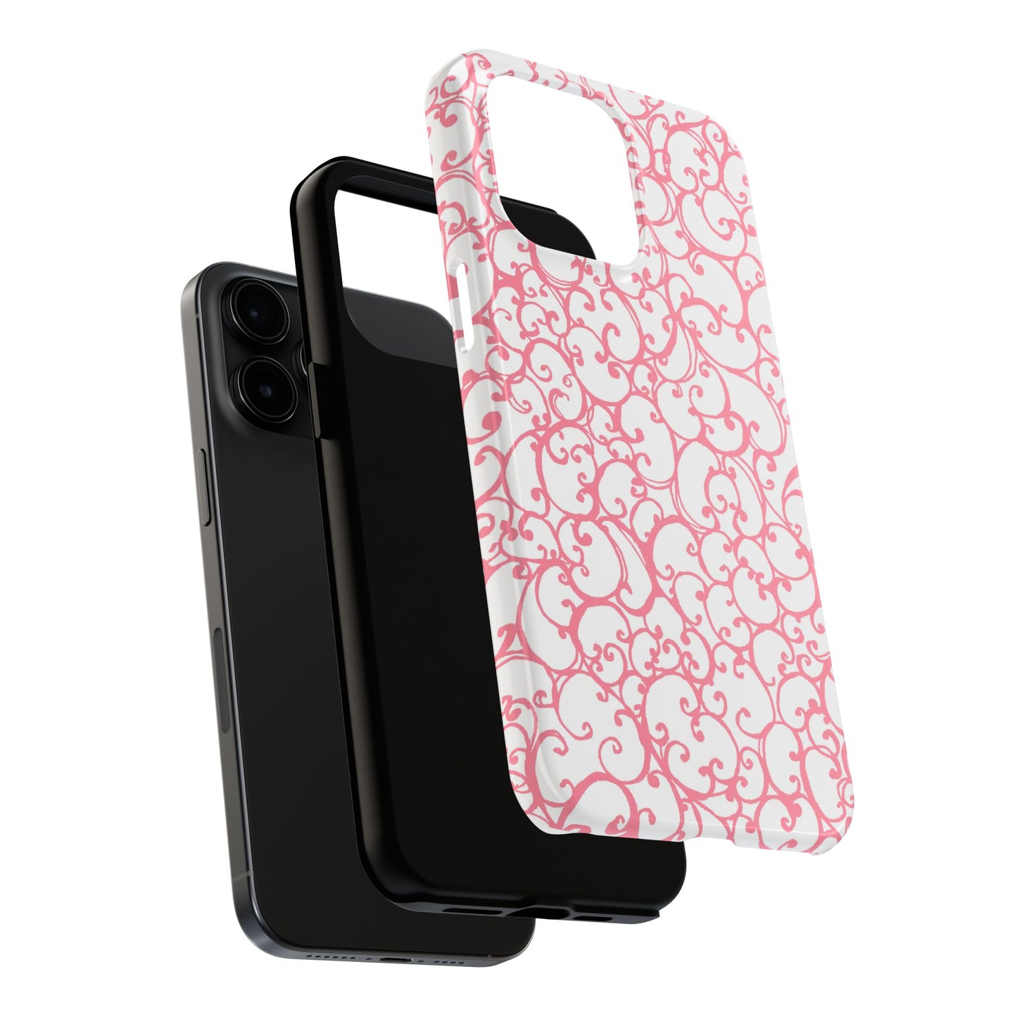 Scrollie White / Pink Phone Case