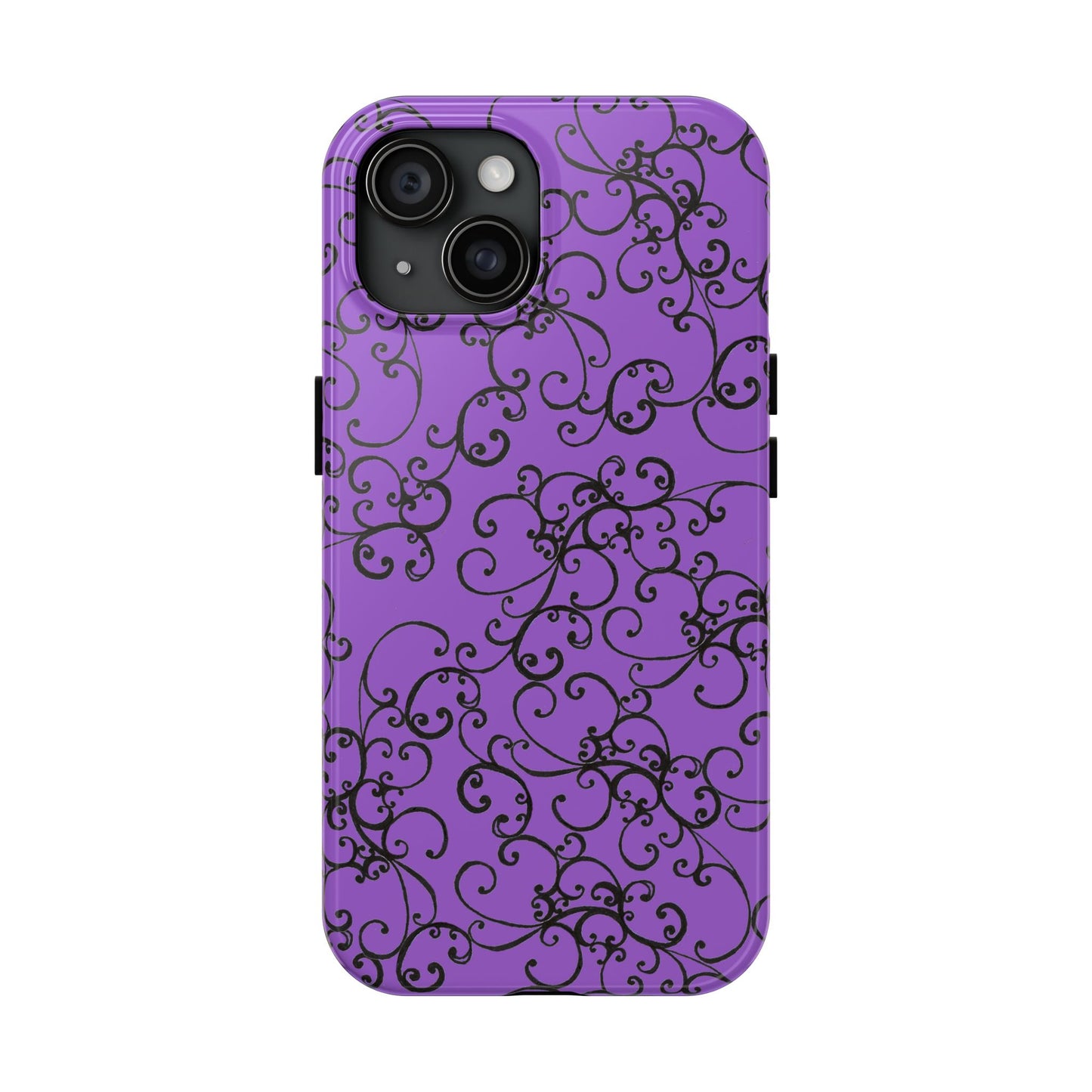 Elegant Scroll Purple / Black Phone Case