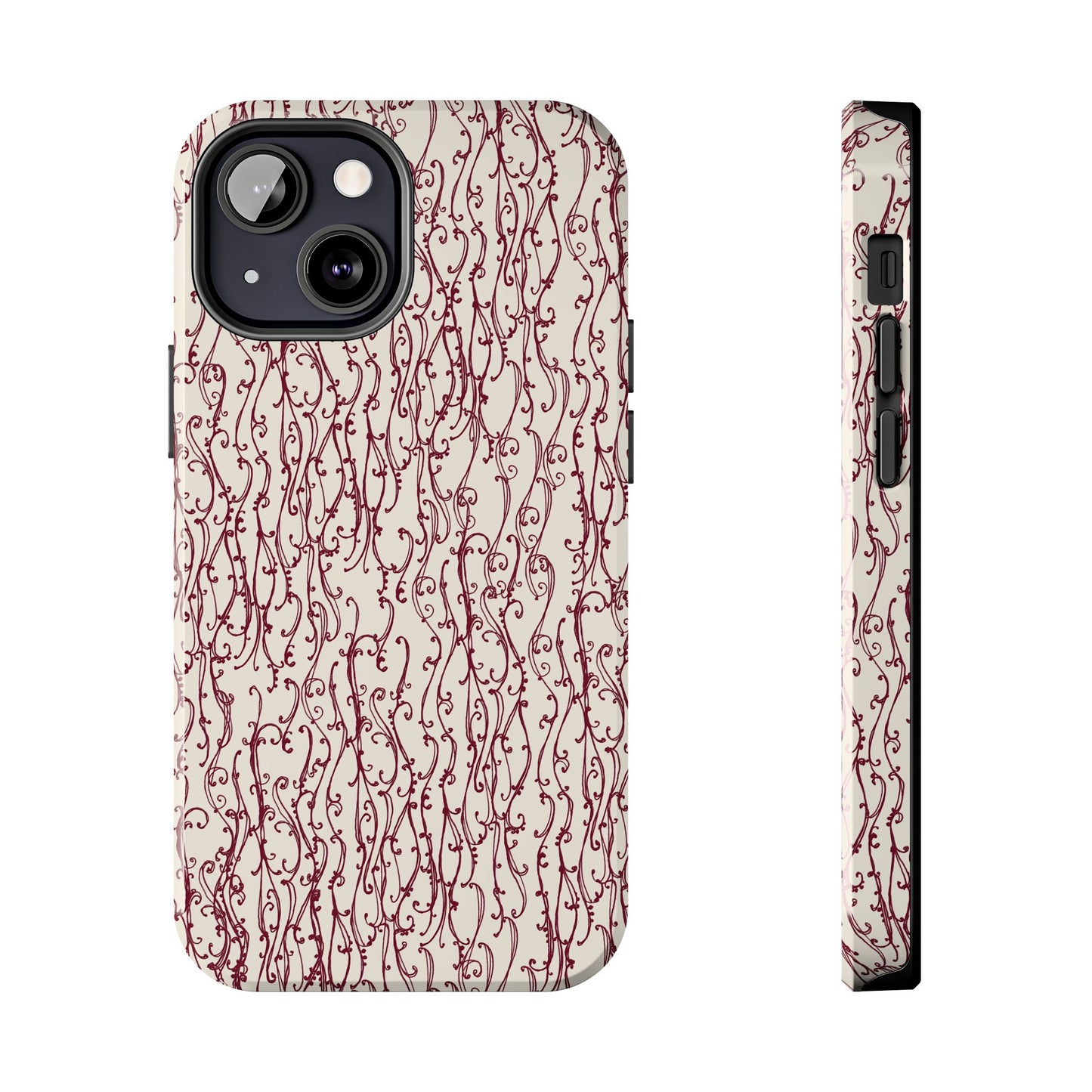 Swan Scroll Ivory / Red Phone Case