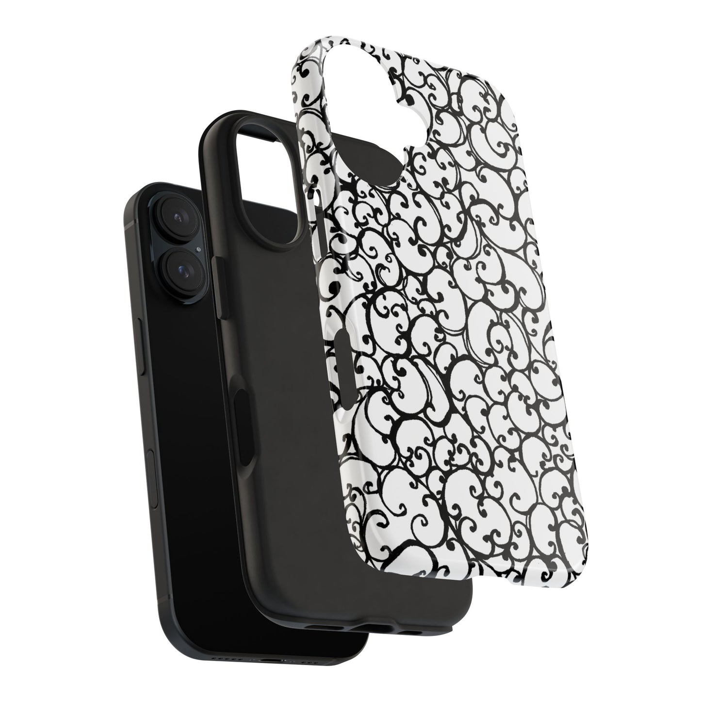 Scrollie White / Black Phone Case