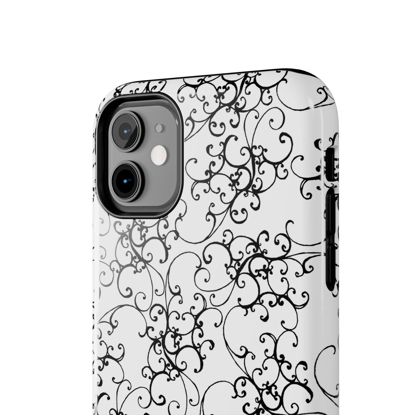 Elegant Scroll White / Black Phone Case