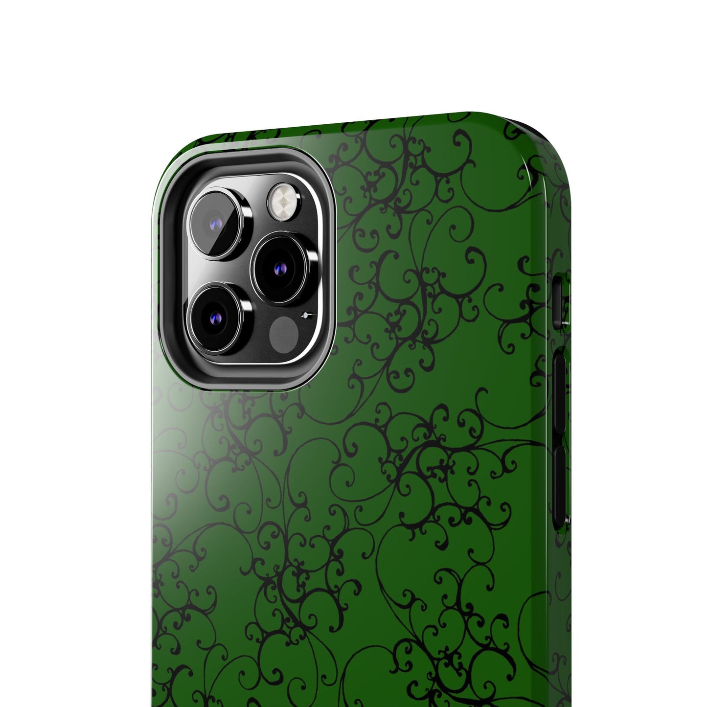 Elegant Scroll Dark Green / Black Phone Case