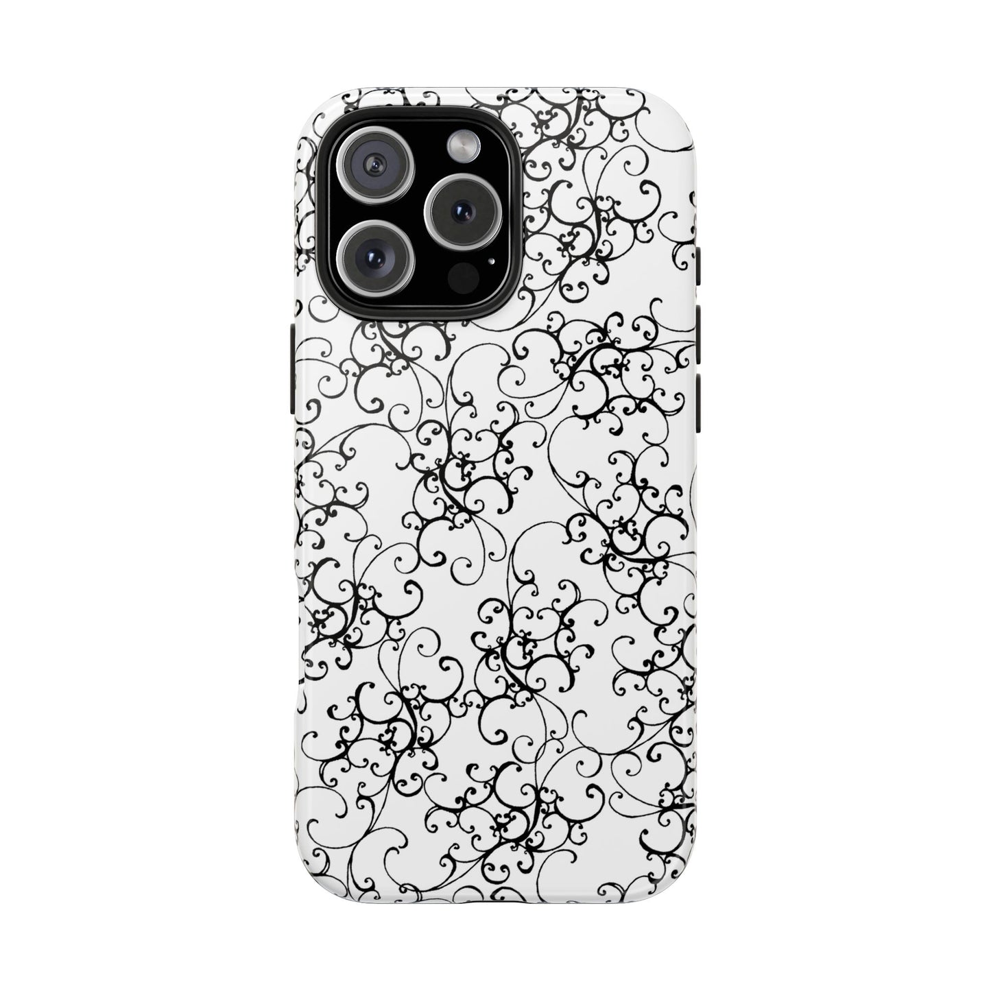 Elegant Scroll White / Black Phone Case
