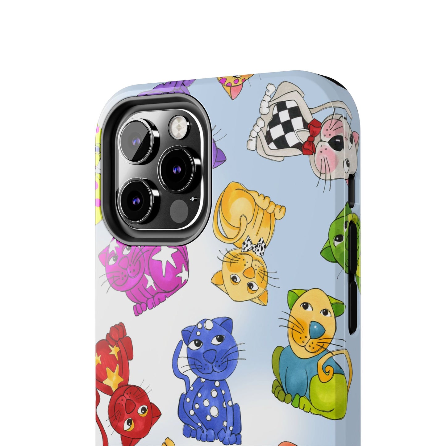 Tossed Happy Cats Blue Sky Phone Case