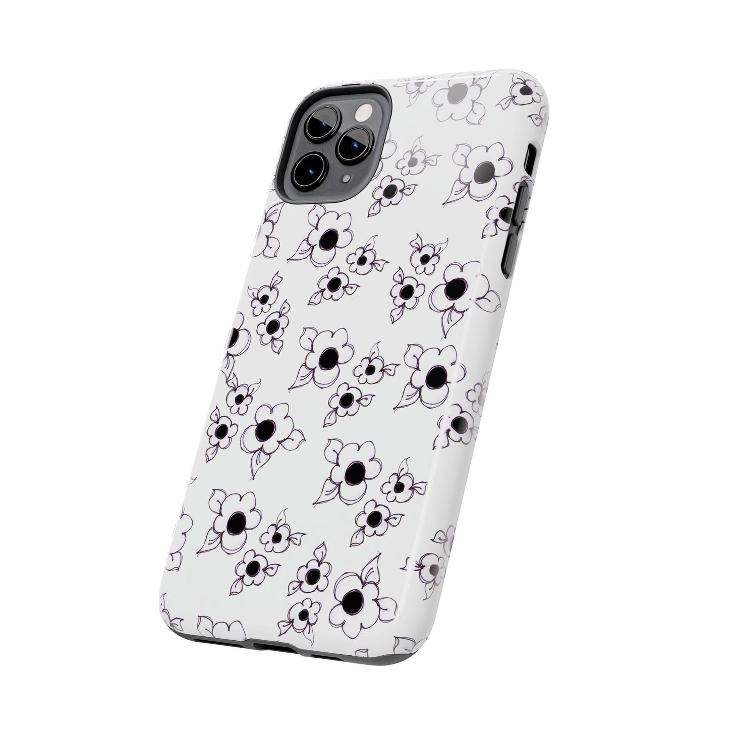 Daisy Cluster White / Black Phone Case