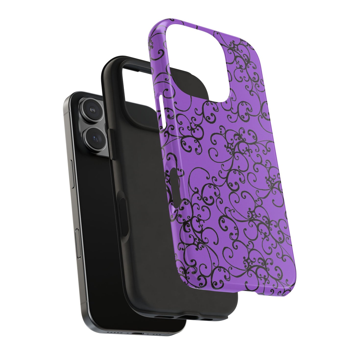 Elegant Scroll Purple / Black Phone Case