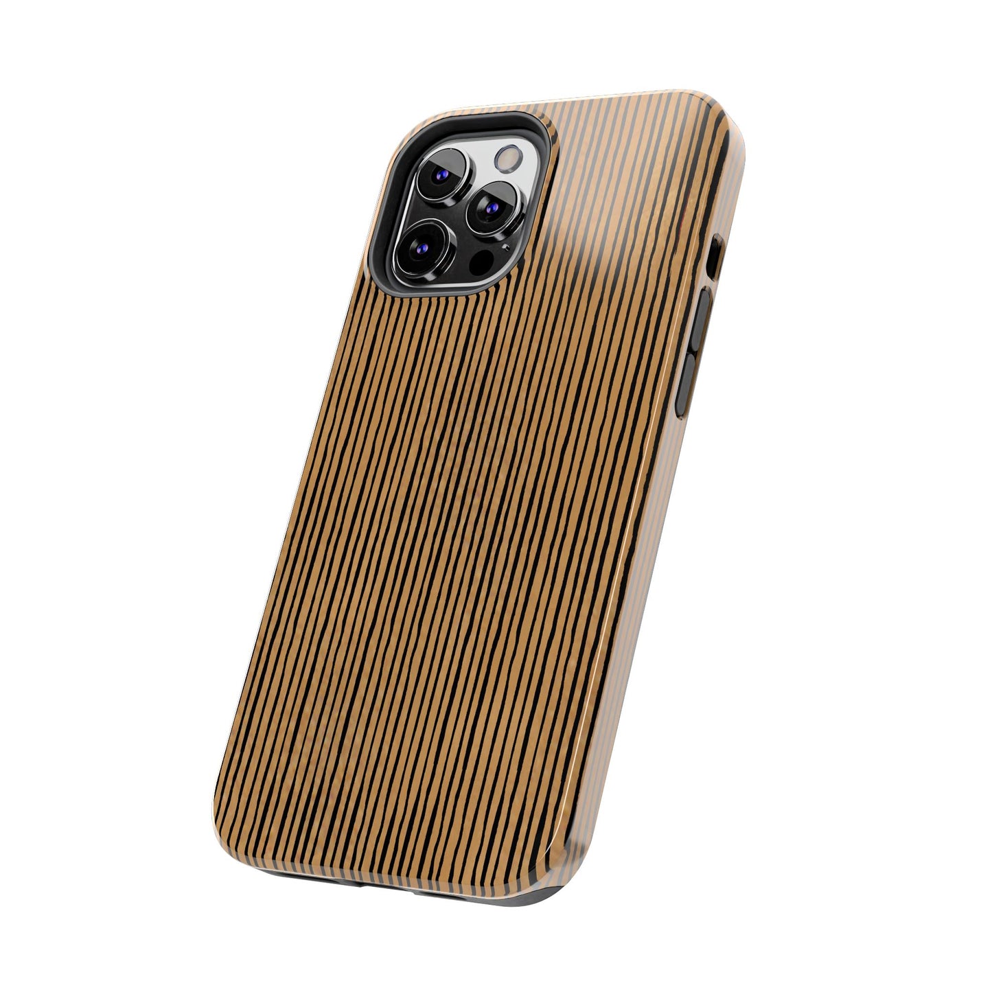 Quirky Pin Stripe Tan / Black Phone Case