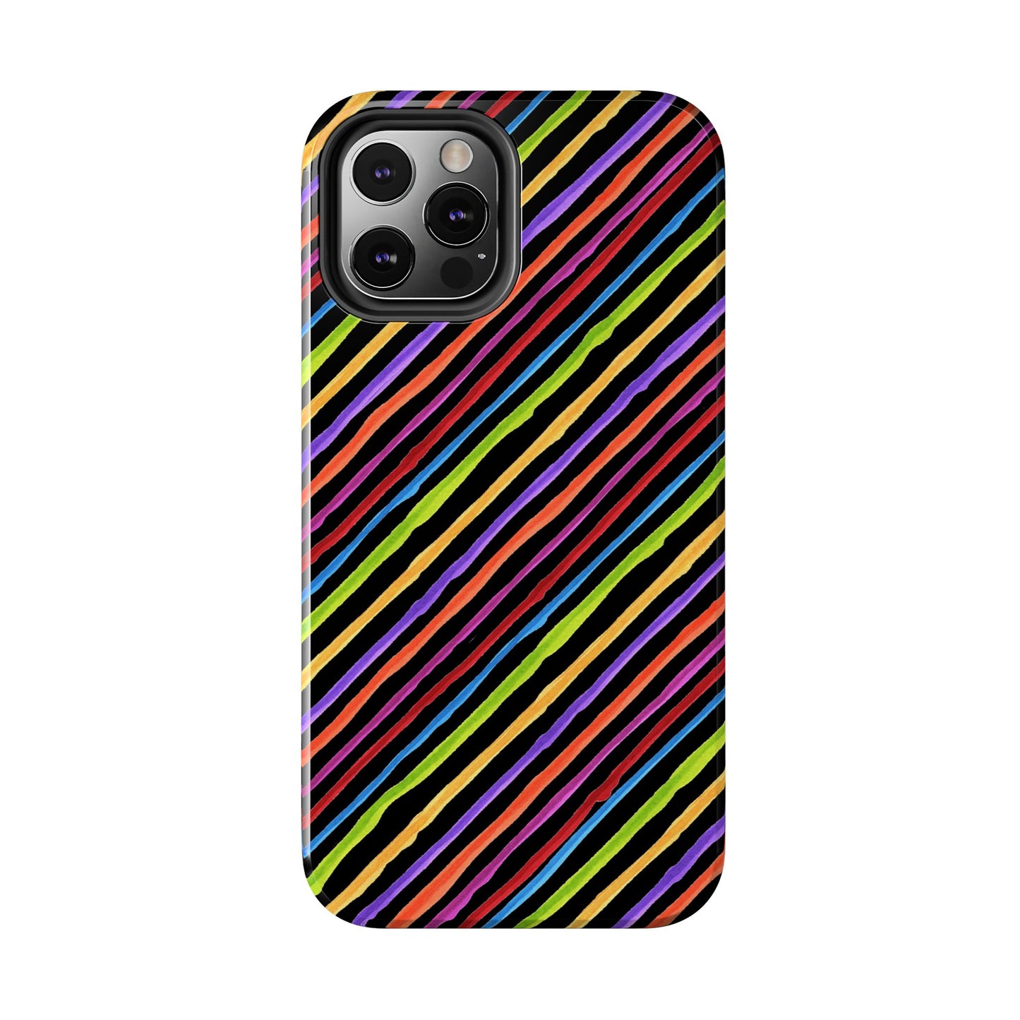 Quirky Bias Stripe Black Phone Case