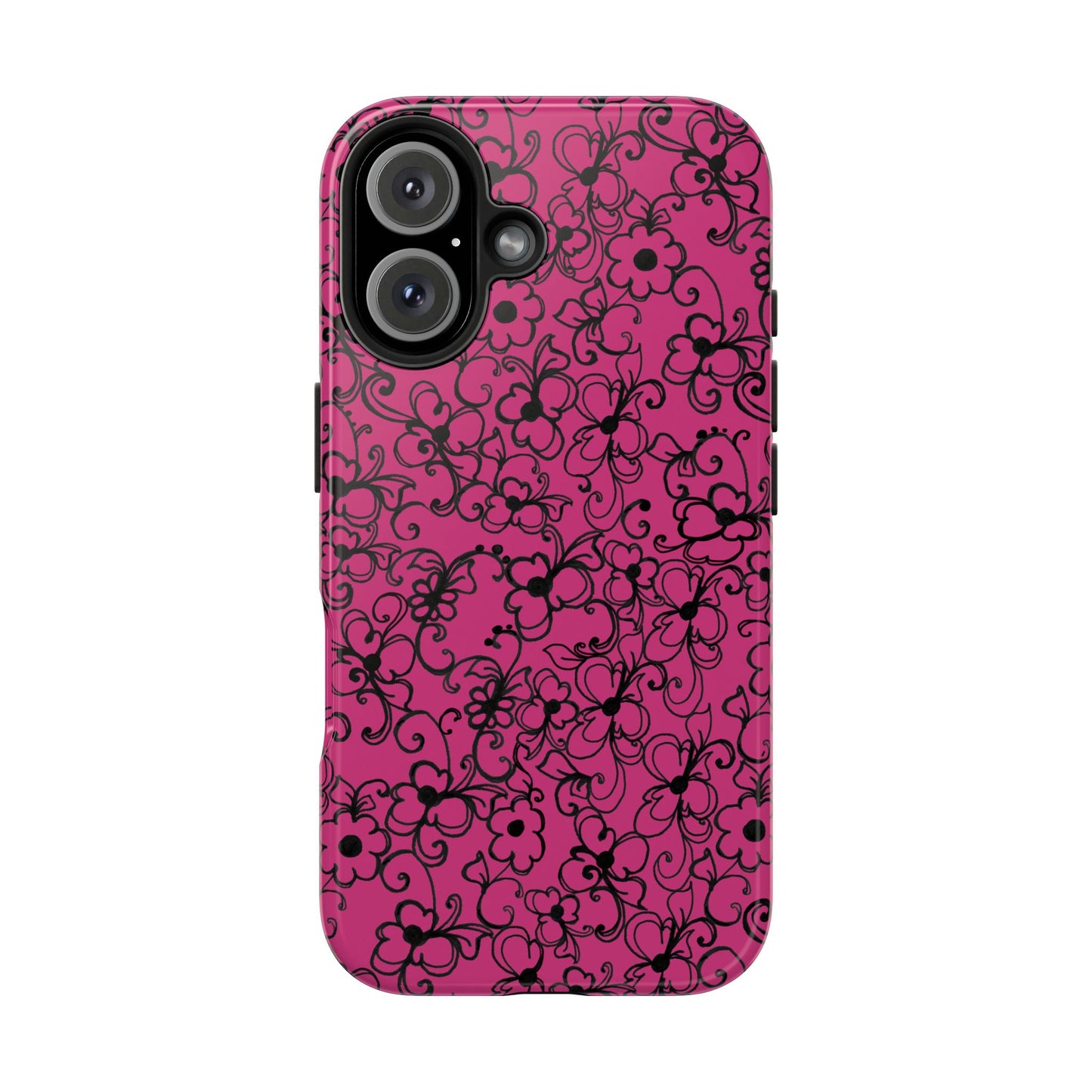 Daisy Jungle Pink / Black Phone Case