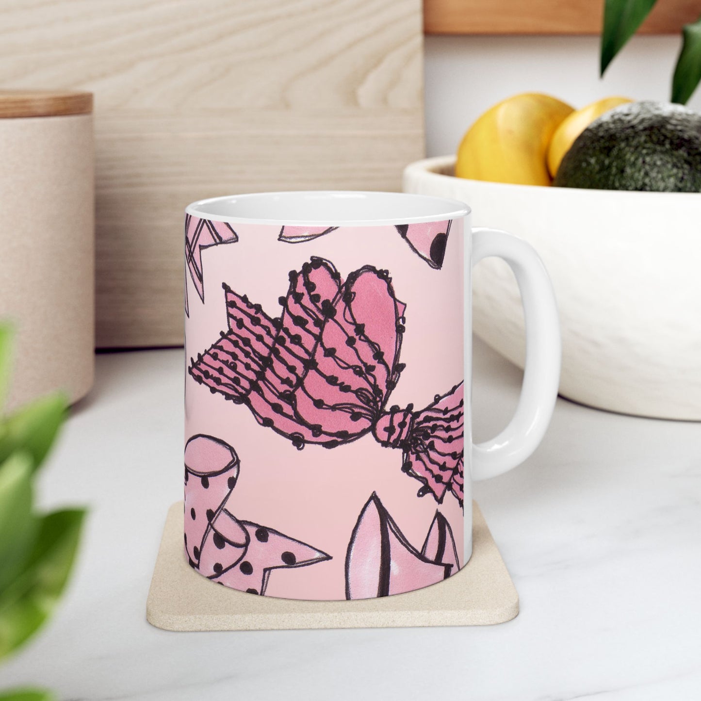 Cat Bows Pink Sky Cup