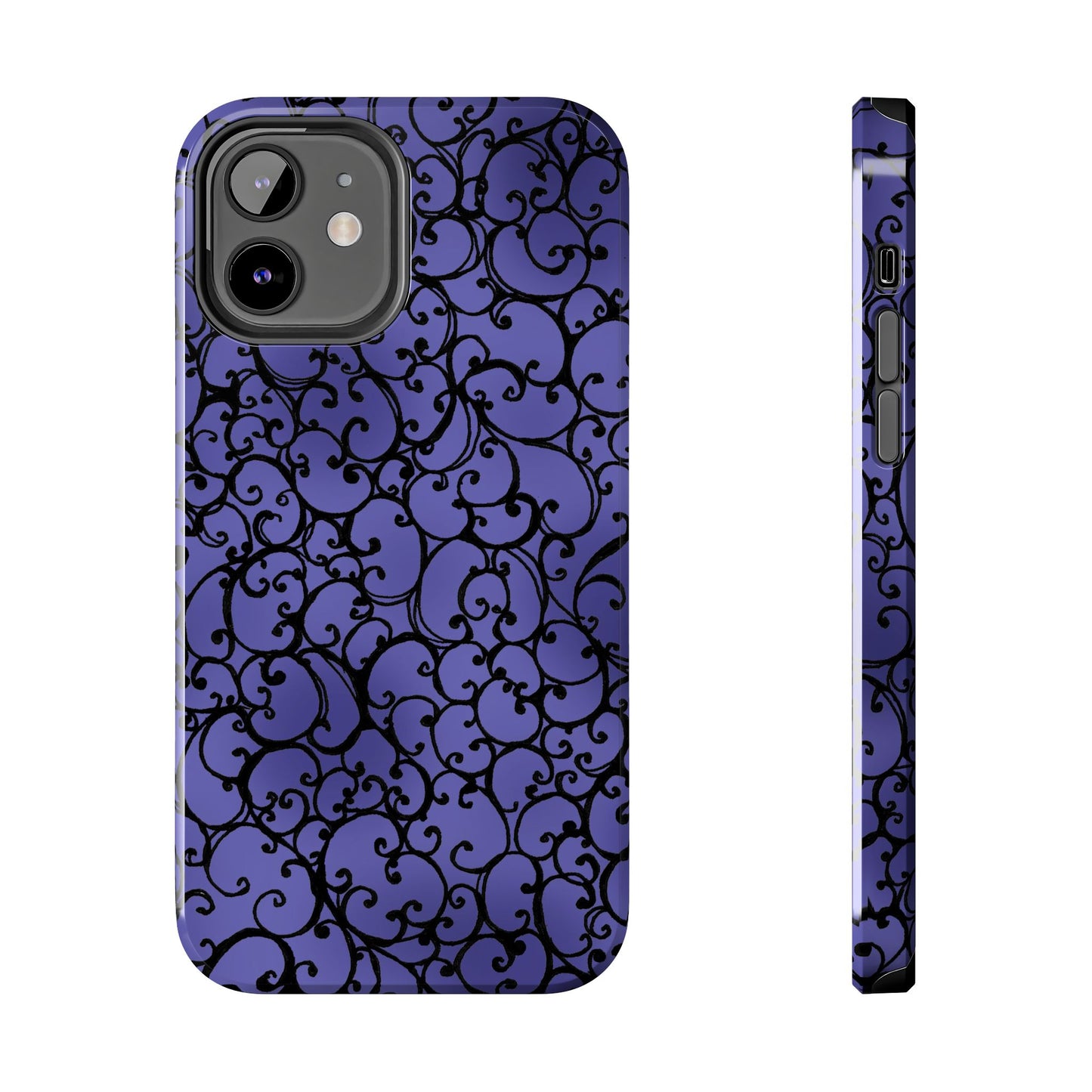Scrollie Violet / Black Phone Case
