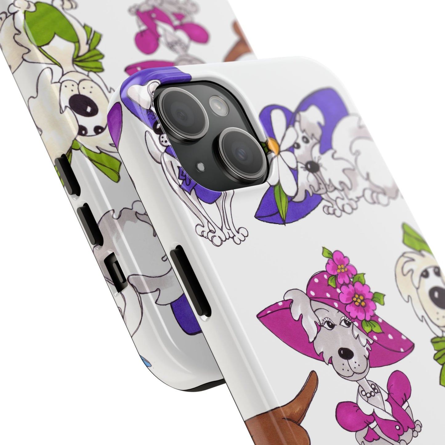 Fancy Dog Line Up White Phone Case