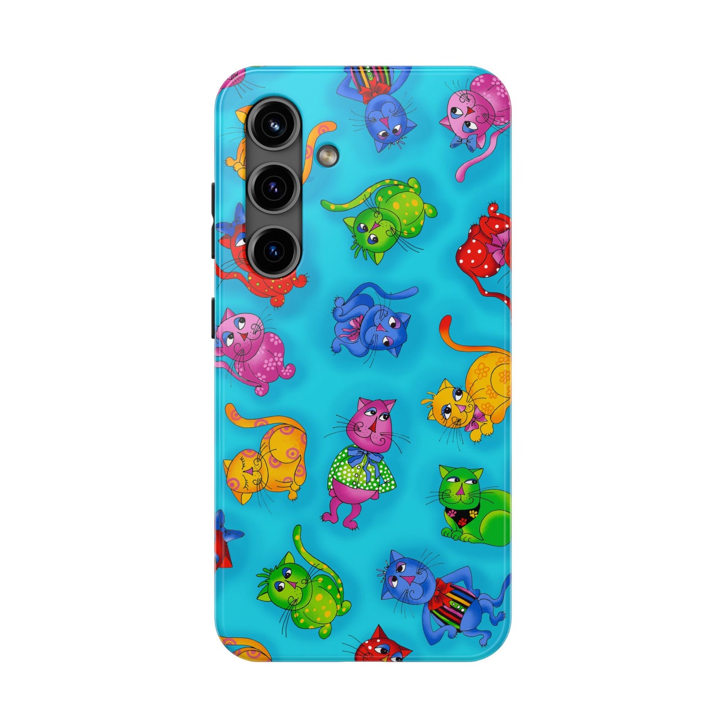 Tossed Cool Cats Turquoise Phone Case
