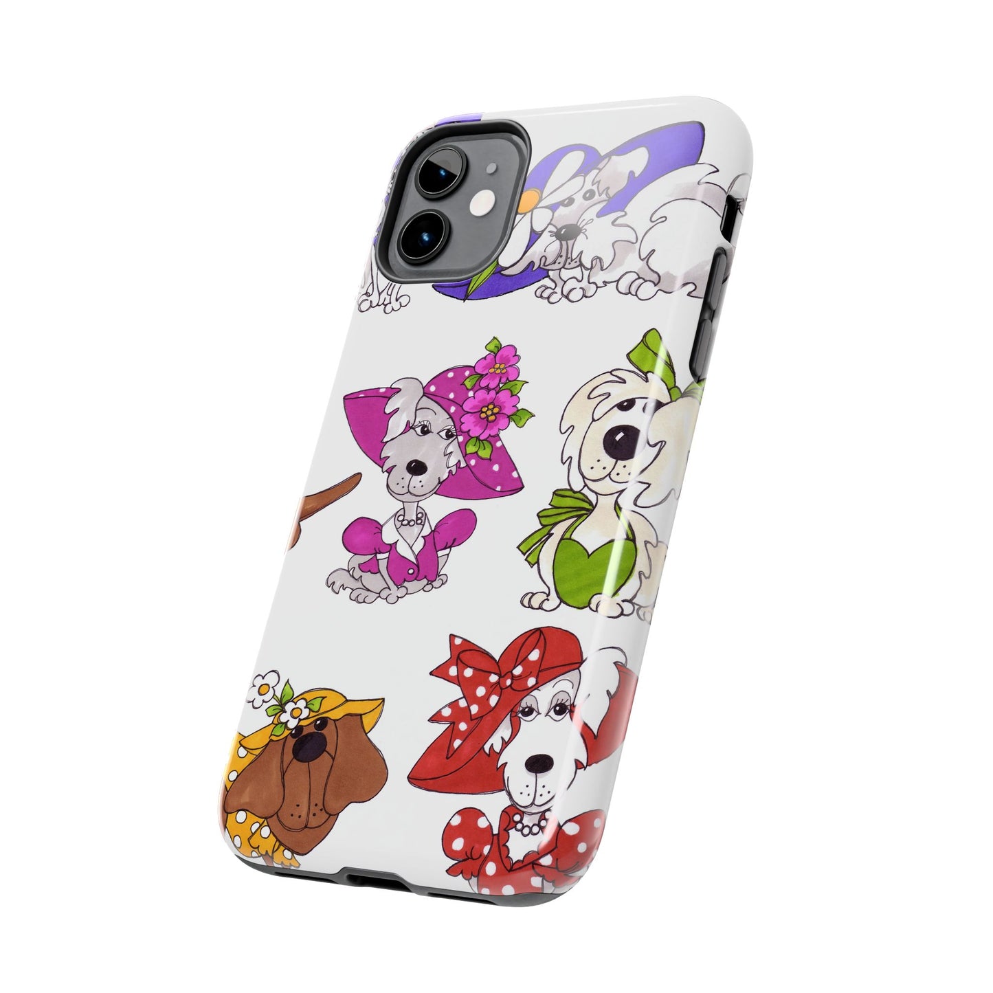 Fancy Dog Line Up White Phone Case