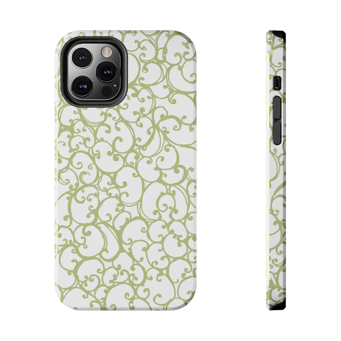 Scrollie White / Green Phone Case