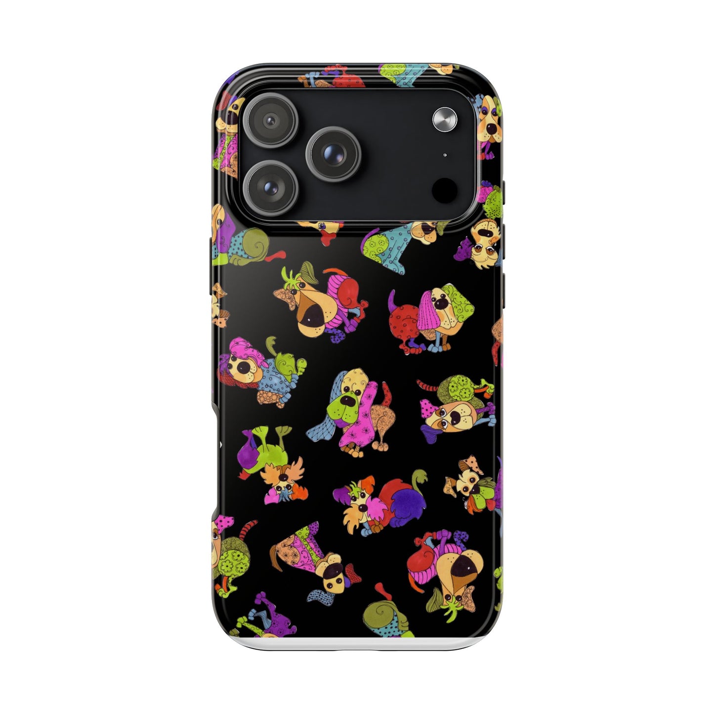 Tossed Happy Dogs Black Phone Case