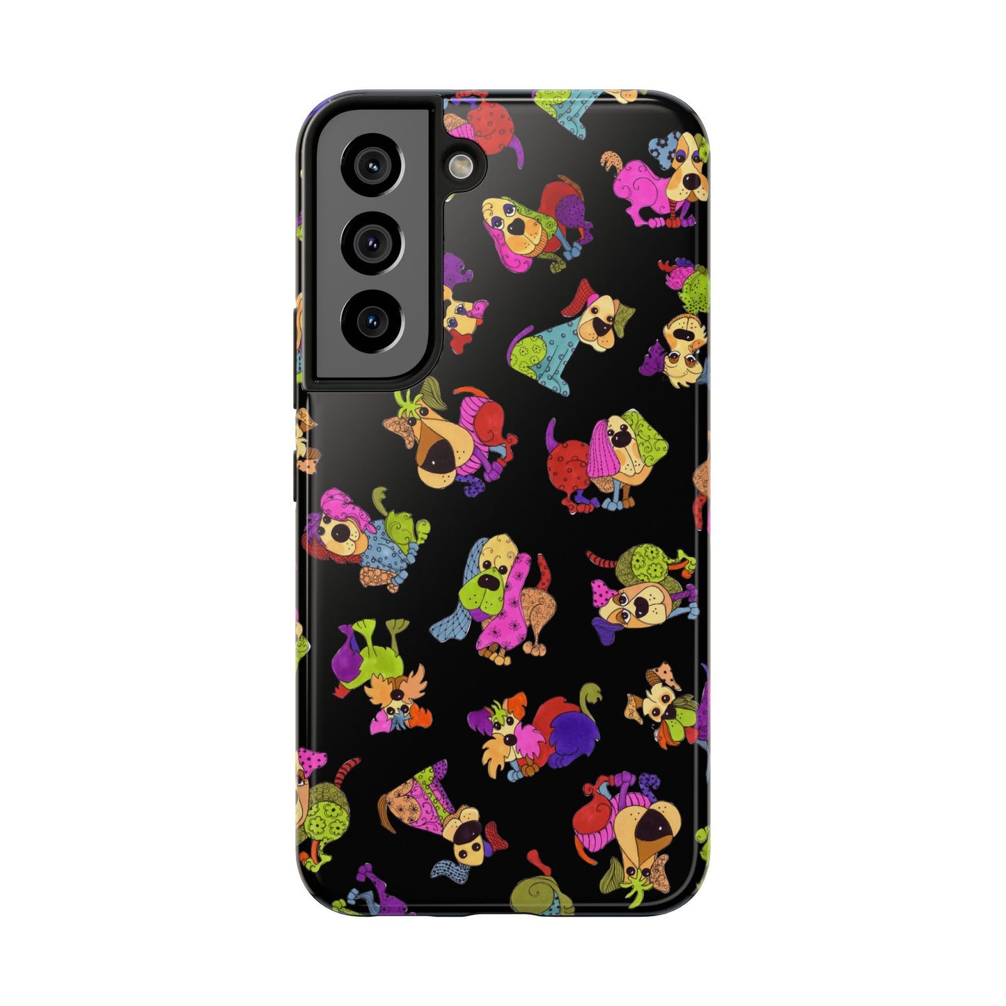 Tossed Happy Dogs Black Phone Case