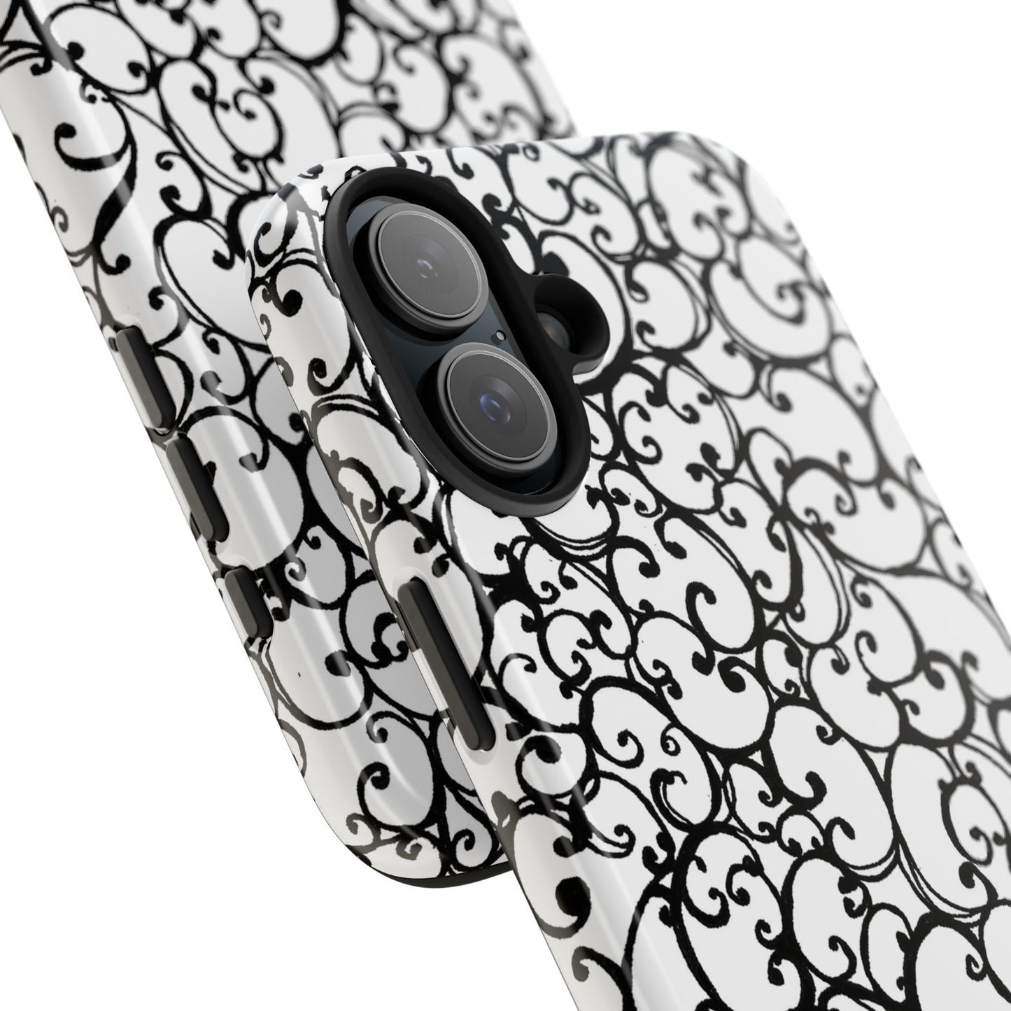 Scrollie White / Black Phone Case