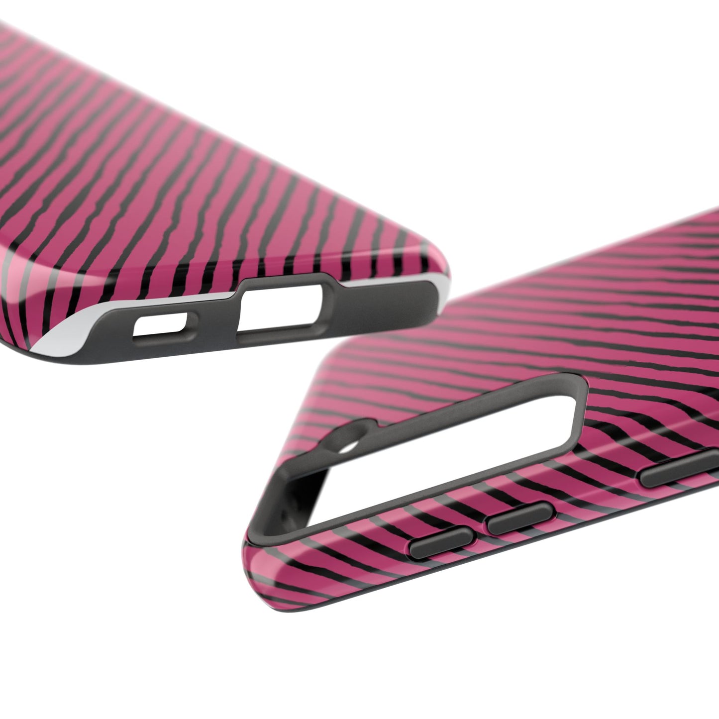 Quirky Bias Stripe Magenta / Black Phone Case