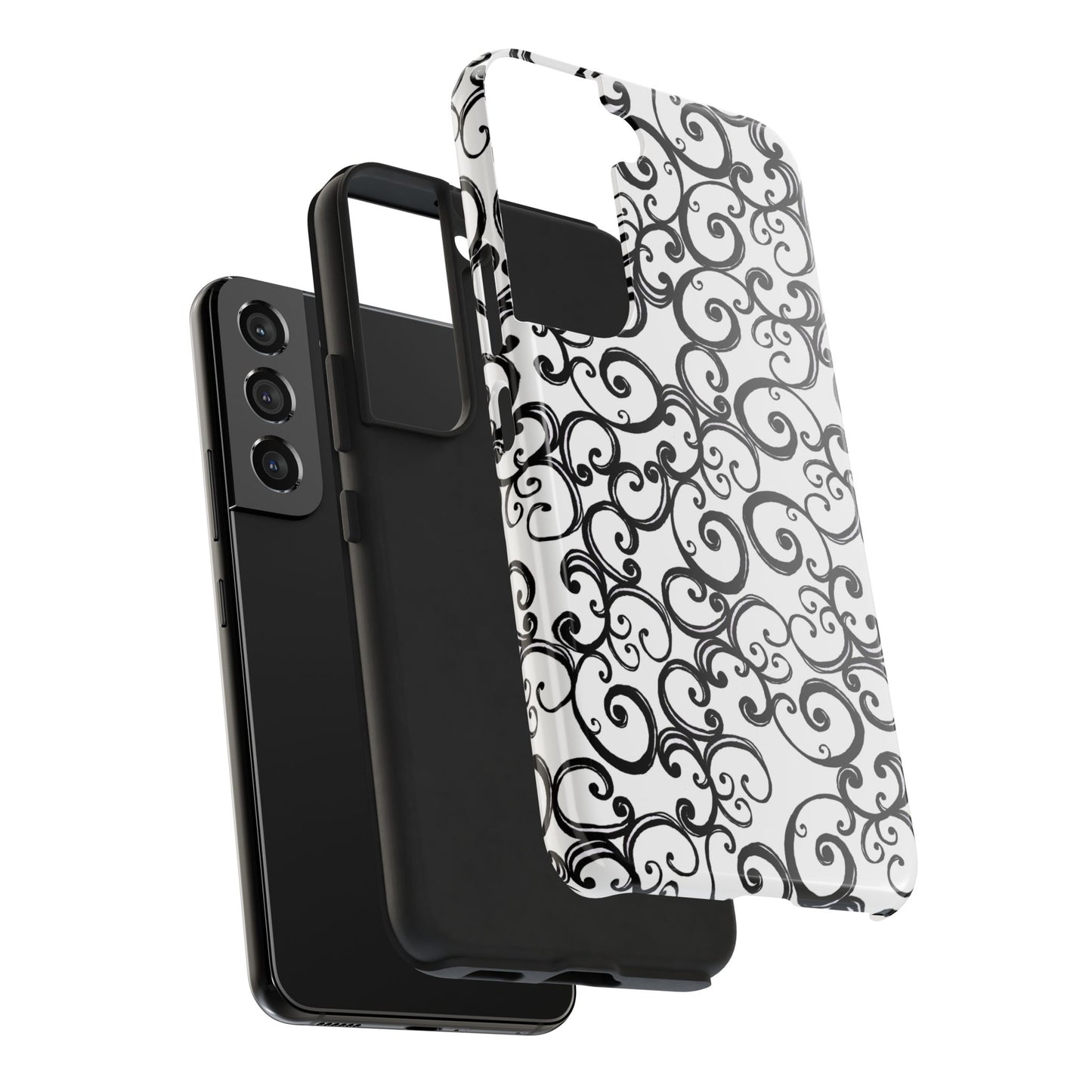 Curls White / Black Phone Case