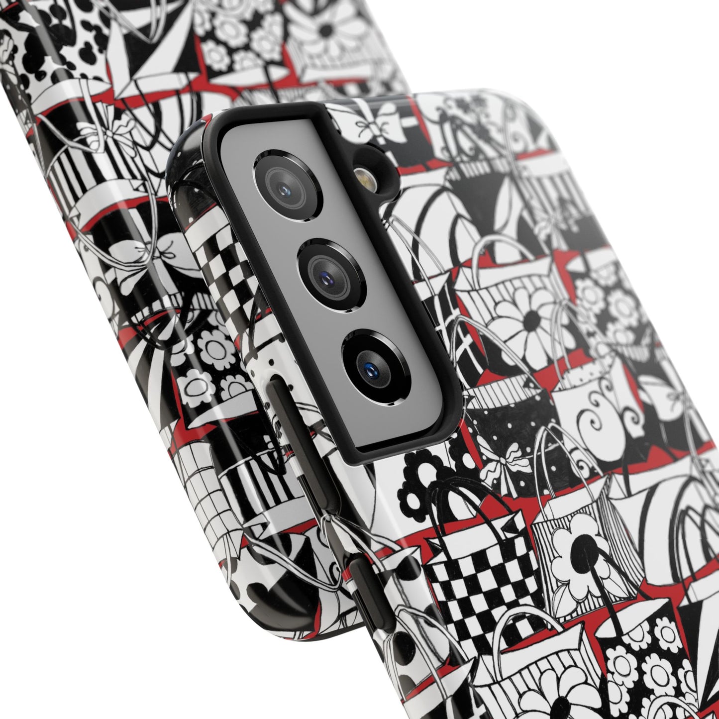 Totally Black, White & Red Phone Case