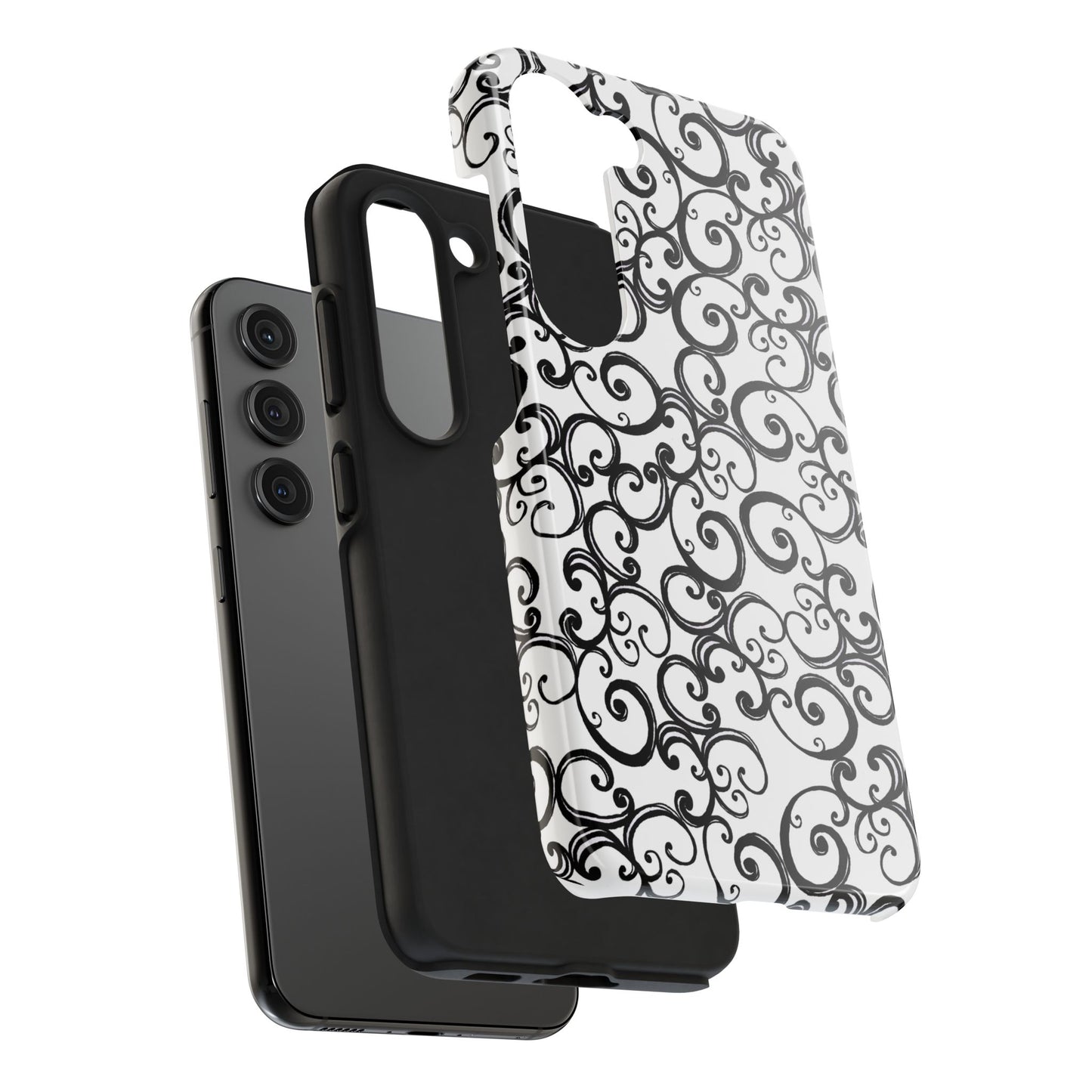 Curls White / Black Phone Case