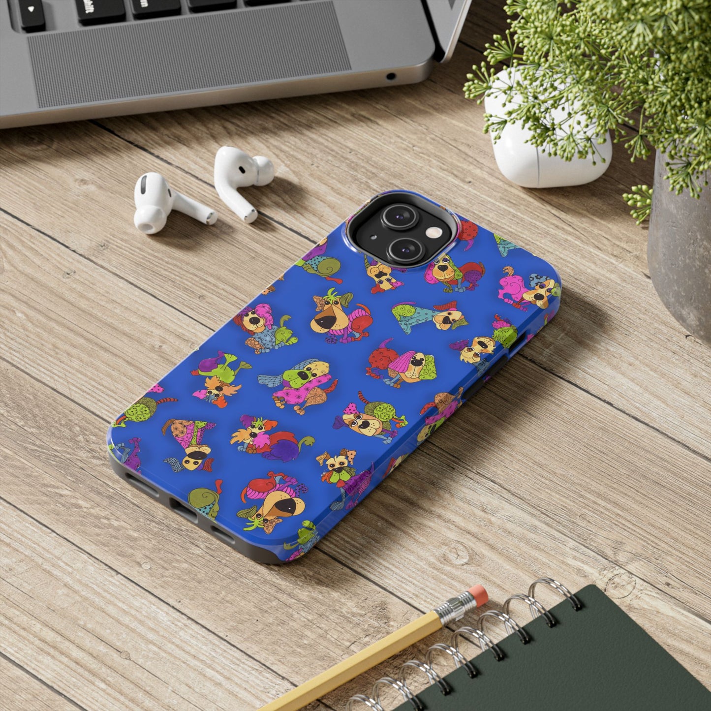 Tossed Happy Dogs Blue Phone Case