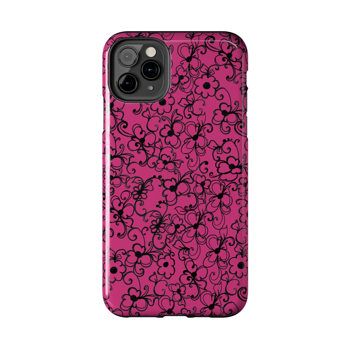 Daisy Jungle Pink / Black Phone Case