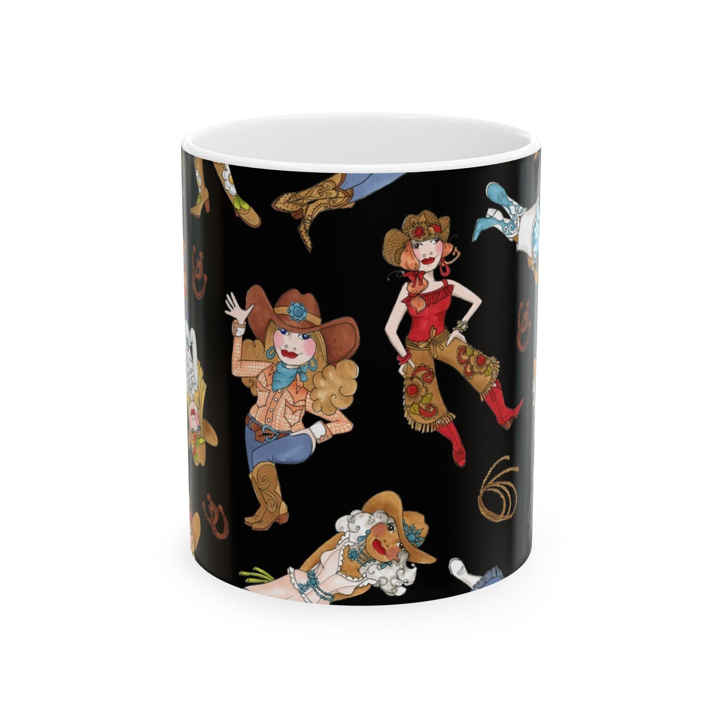 Tossed Cowgirls Black Cup