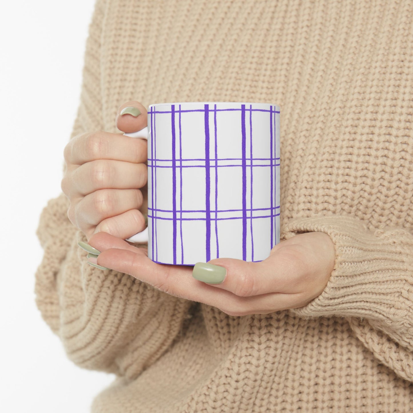Kitchen Plaid White / Blue Cup