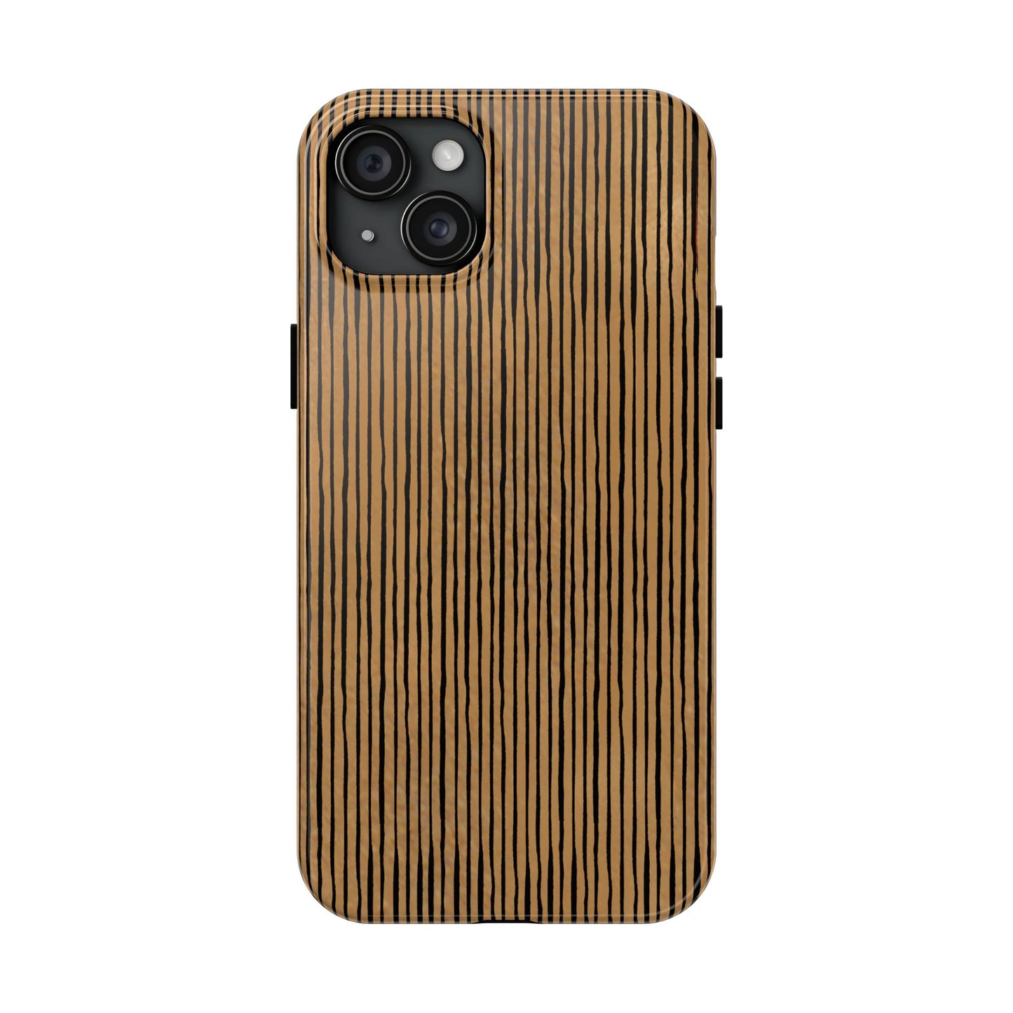 Quirky Pin Stripe Tan / Black Phone Case