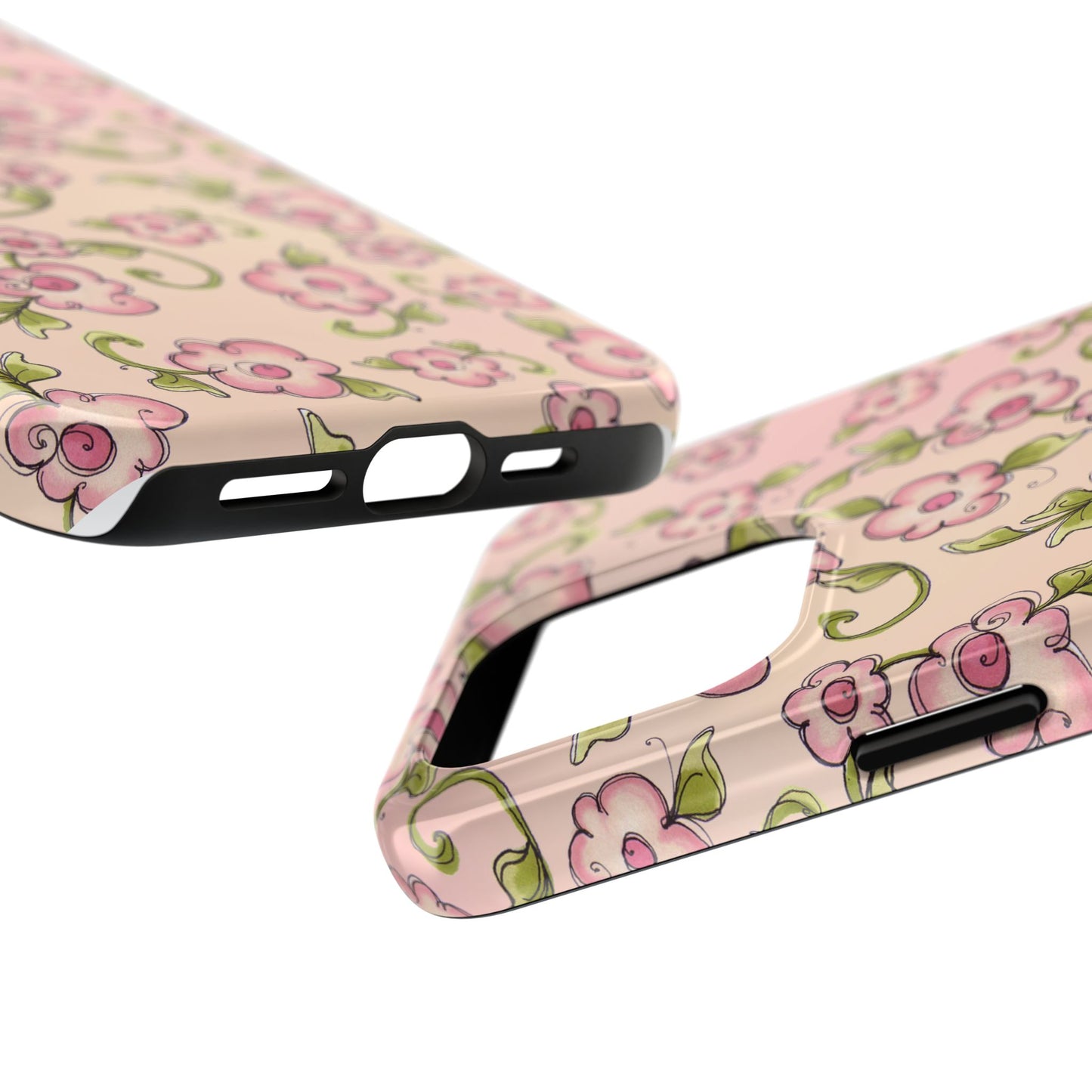 Scroll Daisies Peach / Peach Phone Case